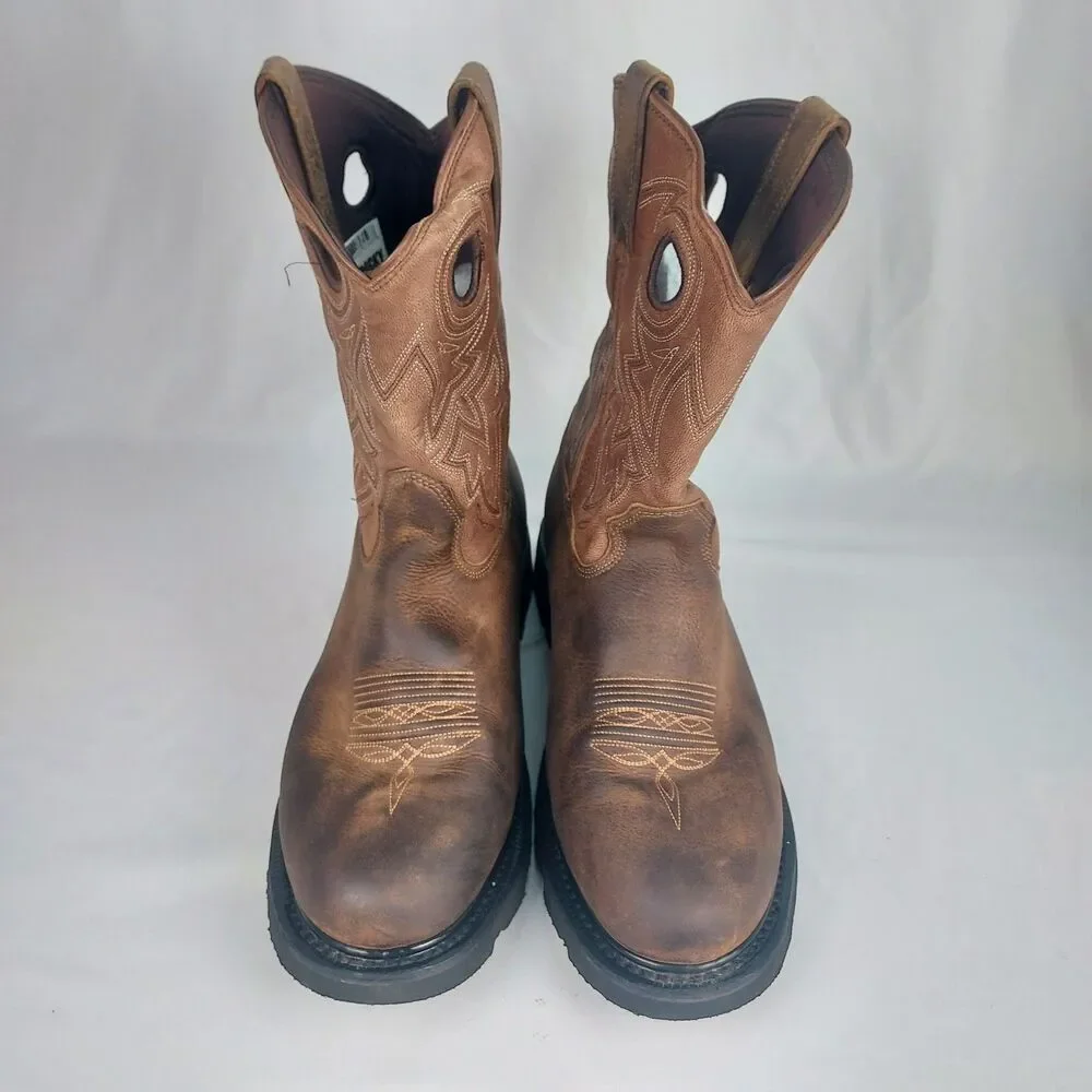 Rocky Farmstead 11in Wellington Work Boot Mens 12W Wide Brown RKYW050